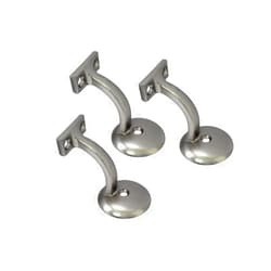 QCAA Heavy Duty Zinc Die Cast Handrail Bracket, Brushed Satin Nickel, 3 Pack, Made in Taiwan
