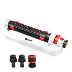 Eden 94095 3-Way Metal Turbo Oscillating Sprinkler for Large Yard and Lawn W/Quick Connector Starter Set-Covers up to 4,000 sq. ft.