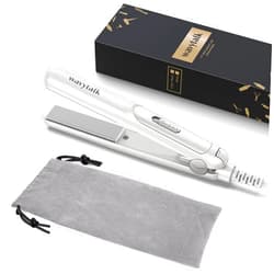 Wavytalk 0.7 Inch Ceramic Mini Hair Straightener - Small Flat Irons for Short Hair, Curls Bangs, Travel Friendly (White)
