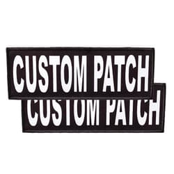 Dogline Custom Bright White Text Patch for Vest Harness Or Collar Customizable Text Personalized Patches with Hook Backing Name Service Dog in Training Emotional Support (2 Patches) - 1.125