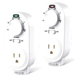 Gulfmew 2 Pack Adjustable Thermostat, Plug in Heating and Cooling Thermostat Controlled Outlet, Compatible with Portable AC, Fans and Space Heaters (White)