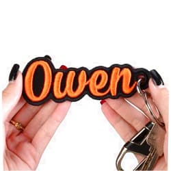 5SECOM Personalized Name Embroidered Keychain - Custom 3D Name Tag for Backpacks