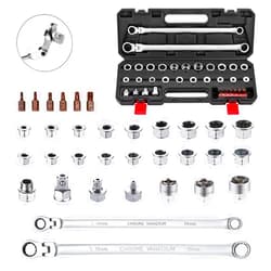 AKM TOOL 33 PCS Flex Head Ratcheting Wrench Set, Metric | 72-Tooth | 8-22mm | Extra Long Double Box End Ratchet Wrench Flex Head Wrench Set with Torx Bit