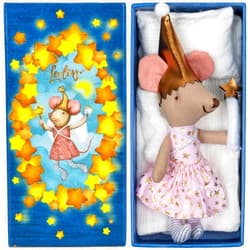 LEVLOVS Christmas Tooth Fairy Mouse Big Sister Mouse in a box Mouse in a Matchbox Toy Baby Registry Gift Toddler Gift Plush Toy Cotton Linen Toy