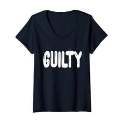 Best Funny Political Satire and Commentary Shoppe Womens Guilty | Funny Political V-Neck T-Shirt