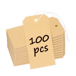 Uniclife 100 Pcs Kraft Tags Blank Shipping Tags with Elastic String Attached Hanging Paper Tags with Reinforced Eyelet Large Marking Tags Price Tags Inventory Label Tags, 4.7