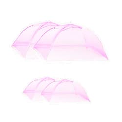Fafish 4 Pack Pop-Up Mesh Food Covers Tent Umbrella,2 * 17 Inches and 2 * 12 Inches,Collapsible and Reusable,for Screen Tents,Outdoor Camping, Picnics, Parties,BBQ (Pink)