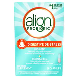 Align Probiotic, Digestive De-stress, Probiotic for Women and Men with Ashwagandha, Helps with a Healthy Response to Stress, Gluten Free, Soy Free, Vegetarian, 21 Capsules