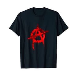 The Anarchist Anarchy Designs Red Graffiti Anarchy Symbol T-Shirt