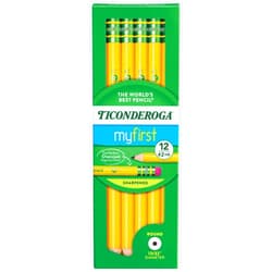 Ticonderoga My First Wood-Cased Pencils, Pre-Sharpened, 2 HB, Yellow, 12 Count