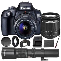 Canon EOS 2000D (Rebel T7) DSLR Camera with EF-S 18-55mm f/3.5-5.6 DC III Lens & Deluxe Accessory Bundle – Includes: 500mm Preset Telephoto Lens and More (Renewed)