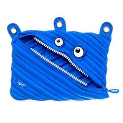 ZIPIT Monster Pencil Pouch for Boys | 3-Ring Binder Pencil Case | Large Capacity Pen Case for School (Blue)