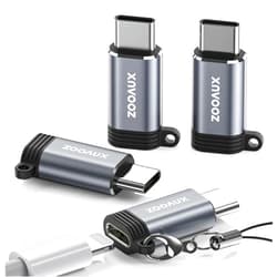 ZOOAUX 4 Pack Lightning Female to USB C Male Adapter, Type C Charger Converter, Support Charging & Data Transfer Compatible with iPhone 15, iPad, Air, Samsung, Pixel, Not for Audio/OTG