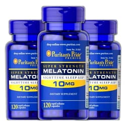 Puritan's Pride Melatonin 10 mg Sleep aid Insomnia Relax Sleep Pill 120 Capsules (3-Pack)