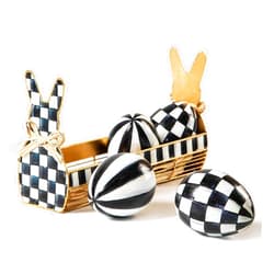 MACKENZIE-CHILDS Courtly Check Egg Tray with 4 Eggs, Cute Easter-Egg Container, Spring Egg Decor