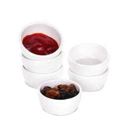 HAOTOP Mini Porcelain Ramekins 1.5 oz Set of 6,Small Ceramics Souffle Dish 30ml White