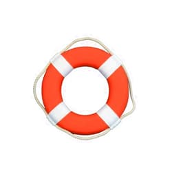 Handcrafted Nautical Decor Hampton Nautical Vibrant Orange Decorative Life Ring with White Bands, 10