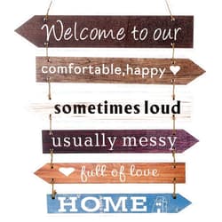 Jetec Welcome to Our Home Wood Hanging Front Door Sign Welcome Home Sign for Wall Front Door Decor Home Vintage Welcome Wall Sign Farmhouse Rustic Funny Family Decorative Signs