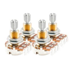 Musiclily Pro B500K Brass Thread Mini Metric Coarse 18-Spline Split Shaft Pots Linear Taper Potentiometers for Electric Guitar Bass (Set of 4)