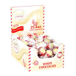 Lindt LINDOR White Chocolate Peppermint Truffles, White Chocolate Candy with Smooth Peppermint Truffle Center, 25.4 oz., 60 Count