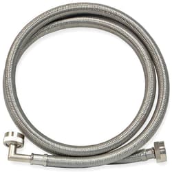 Eastman Washing Machine Connector, 3/4 Inch FHT Connection, 90 Degree Elbow, 6 Foot Braided Stainless Steel Washing Machine Hoses, 48375