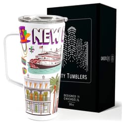 Greenline Goods 30oz New Orleans City Insulated Tumblers with Lids & Handle – Stainless Steel Tumblers for Hot & Cold Beverages, Elegant Coffee Tumbler Mug Design – Hot & Cold Coffee Tumbler
