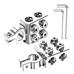 TOPDC 8-Way Battery Terminal Clamps, Lead Acid Battery Terminal Connector, 8AWG up to 4/0(XL) AWG, Positive and Negative (+/-)(Pair) for SAE/DIN/EN Tapered Top Post