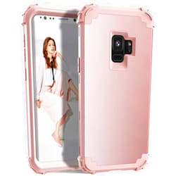 Asuwish Phone Case for Samsung Galaxy S9 Hard Cover Shockproof Soft Silicone Bumper Hybrid Three Layer Heavy Duty Protective Wireless Charging Cell Accessories Glaxay S 9 Edge 9S GS9 Cases Women Rose Gold
