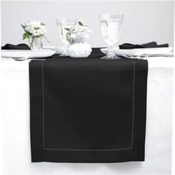 Solino Home Black Linen Table Runner 60 Inches Long – 100% Pure Linen Classic Hemstitch Table Runner 14 x 60 Inch – Machine Washable Dining Table Runner for Fall, Halloween, Thanksgiving