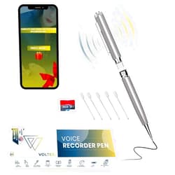 VOLTEK Digital Voice Recorder Pen - 64GB - Mini Audio Recording Device for Meetings - Portable Dictaphone Microphone Sound - Compact Digital Recorder with Free E-Book Included