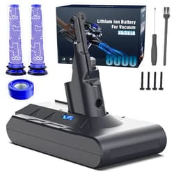 Keenstone 8000mAh Rechargeable Replacement Battery for Dyson V8 Series Vacuum Cleaners, Providing 60 Minutes of Runtime in Standard Mode, Installs in Just 3 Minutes, Includes 2 Pre Filter and 1 Post Filter
