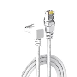 JUXINICE 90 Degree Cat6 Ethernet Cable White Down/UP Right Angled CAT 6 Ethernet Patch Cables Gigabit Network Cord RJ45 90 Degree Adapter (Downward Angle, 10FT)