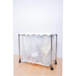 Loyaltaling in Home Recycling Bins, 3 Compartment Recycling Trash Can Trash and Recycling Bin Combo with Wheels, Portable Garbage Bag Holder, Removable Covers, Sorting Trash Can for Kitchen Outdoor