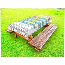 Lunarable Science Outdoor Tablecloth, Periodic Table of Elements Atomic Number Chemistry Themed Elements Design Science, Decorative Washable Picnic Table Cloth, 58
