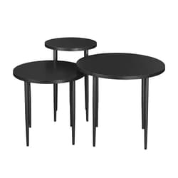 Walker Edison Contemporary 3-Piece Round Nesting Table Set, Set of 3, Black