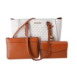 Michael Kors Charlotte Large 3-in-1 Tote Crossbody Handbag Leather