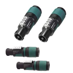 REBUILD SKILLS Neutrik NL4FXX-W-S (4pk) 4-Pole speakON Cable Connector, Green Bushing Screw Terminal Assembly, for Cable Diameters 6 to 12mm