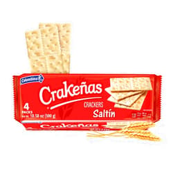 Colombina Crakeñas (Crakenas) Saltin-flavored Crackers Family Pack - 4 Individually Wrapped Packets w/ 12 Saltines Each - Premium Chowder and Oyster Crackers (Salting - 4 Packs Per Bag, Single Pack)