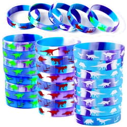 ENKUY Dinosaurs Silicone Wristbands Rubber Bracelets Dinosaur World Party Supplies For Dino Theme Party Birthday