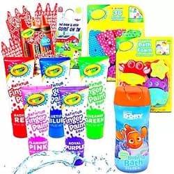Crayola Beach Kids Crayola Bath Set Shower Toys Bundle - 10 Pc Crayola Kids Bathroom Set with Crayola Bath Paint, Finding Nemo Bubble Bath, Bath Toys, and Stickers