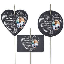 Jumping Birthstone Personalized Photo Name Memorial Slate and Hook, Custom Picture Memorial Stone, Forever in Our Hearts Memorial Slate in Loving Memory Grave Marker, Sympathy Gifts for Loss of Mom, Dad