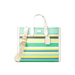 Kate Spade New York Manhattan Striped Woven Straw Large Tote, Green Multi