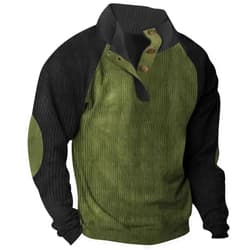 Generic Men's Sweatshirt Trendy Vintage Pullover 1/4 Button Stand Collar Slim Sweatshirts Cool Novelty Casual Long Sleeve Tops