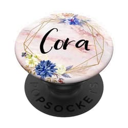 Cora Pop Floral Graphic Girls Birthday Gift Cora Name on Flowers Rose Pink Pattern - Cora