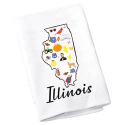 LEVLO Illinois Map Dish Towel Chicago Gift Illinois Housewarming Kitchen Towel Gift for Future Illinoisan (Illinois)
