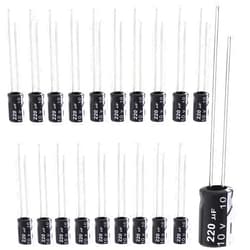 Tnisesm 20Pcs 220UF 10V Electrolytic Capacitor 220 UF MFD 10 Volt with Aluminum Radial Leads