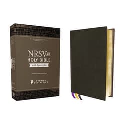Zondervan NRSVue, Holy Bible with Apocrypha, Premium Goatskin Leather, Black, Premier Collection, Art Gilded Edges, Comfort Print
