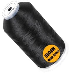 New brothread - Single Huge Spool 5000M Each Polyester Embroidery Machine Thread 40WT for Commercial and Domestic Machines - Black