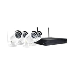 Samsung Wisenet SNK-B73041BW Full HD NVR Video Security System 1TB Hard Drive Wireless Signal Weather Resistant Bullet Cameras, Dual Antenna (Renewed)