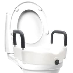DMI Hi-Riser Elevated Locking Raised Toilet Seat with Armrests, 5 Inch Seat Height, Supports 350lbs, White